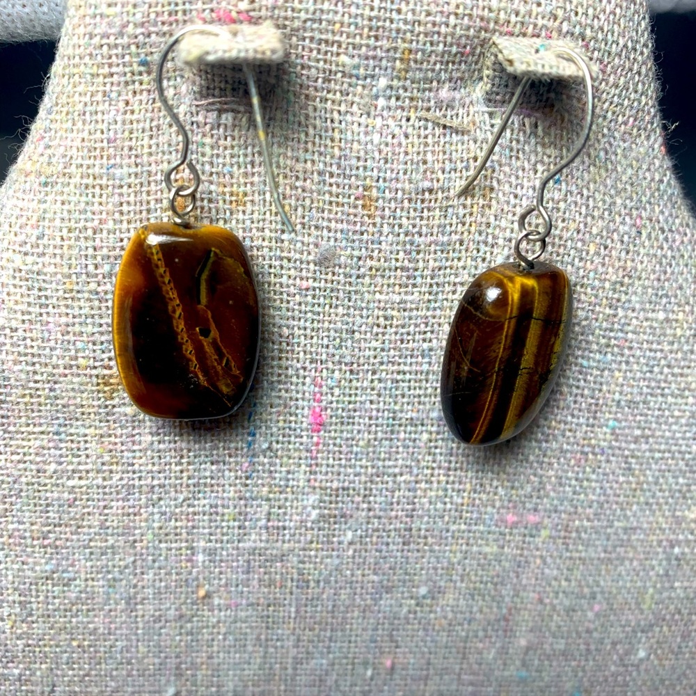 Tigers eye 925 sterling silver earrings